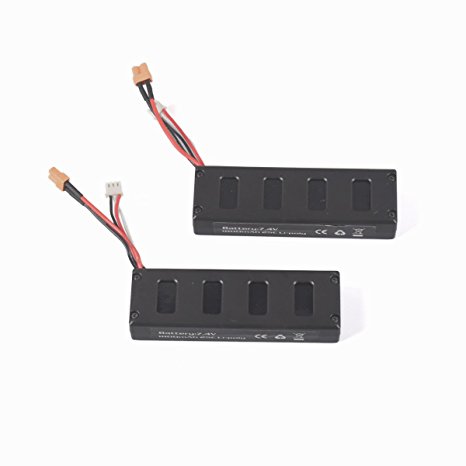 YouCute 2pcs 7.4V 1800mAh Battery for mjx B3 Bugs 3 RC quadcopter drone spare parts (2 batteiies)