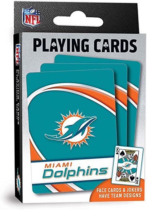 MasterPieces NFL Miami Dolphins Playing Cards,Blue,4" X 0.75" X 2.625"