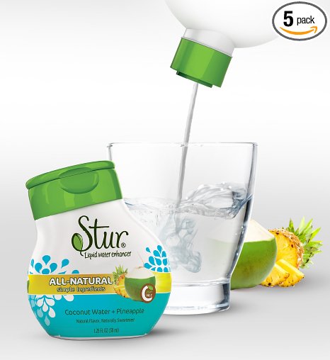 Stur - Pineapple (5pck) Coconut Water enhancer………liquid drink mix, makes 100 8oz. servings – real coconut water (not concentrate) with purified water, natural fruit and stevia extracts – mixes instantly for use on-the-go with delicious taste. All-Natural, Non-GMO, 100% Vitamin C, Sugar-free, Calorie-free. **Family Business, Happiness Guaranteed, You will Love Stur**