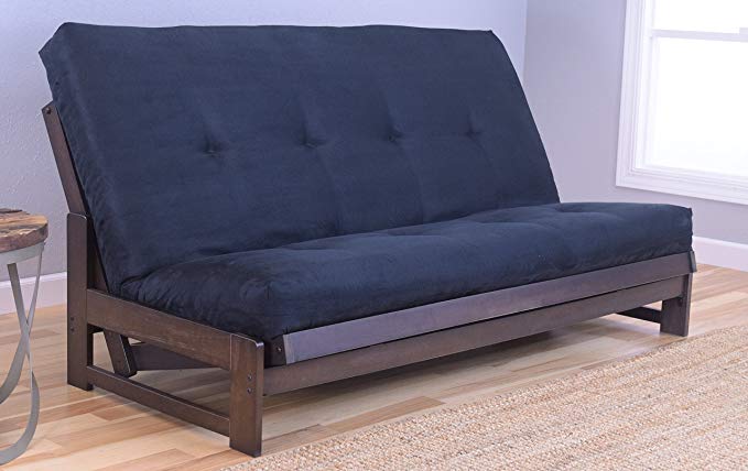 Kodiak Furniture Aspen Full Size Futon Set in Reclaim Mocha Finish, Suede Black