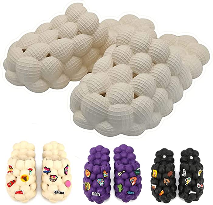 Unisex Massage Bubble Slippers for Women Men Pillow Stress Relief Slides Non-Slip Super Soft Bathroom Shower Spa Slippers for Indoor Outdoor Sandals Slippers