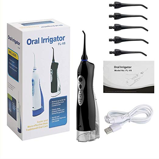Cordless Water flosser,JIALEBI Professional Oral Irrigator 3-Mode USB Rechargeable Dental Flosser,IPX7 Waterproof High Frequency Pulsed Water Column Flosser for Home and Travel