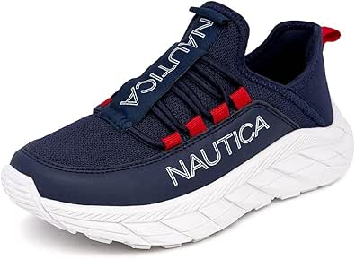 Nautica Kids Athletic Slip-On Sneakers - Comfortable Bungee Running Shoes for Boys and Girls - Stylish and Supportive Footwear for Active Kids (Big Kid/Little Kid/Toddler)