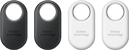 Samsung Galaxy SmartTag2 (4 Pack) Bluetooth Tracker, Compass View, AR Find Lost Mode, 2 x Black, 2 x White