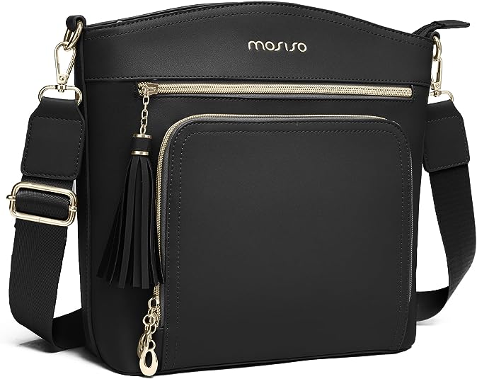 MOSISO Crossbody Bag, Purses for Women Crossbody Bag, Multi Pockets Handbag Shoulder Bag with Card Holder Wallet & Tassel