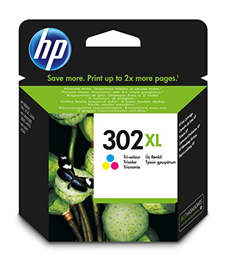 HP 302XL High Yield Tri-colour Original Ink Cartridge - Cyan/Magenta/Yellow, Pack of 1