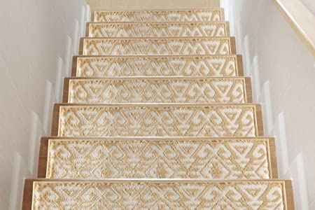 Sofia Rugs Stair Treads - Aztec Carpet Runner Strips for Staircase Steps - Rug-Soft Fabric for Traction and Non-Slip Improvement - Includes Double Sided Adhesive Tape