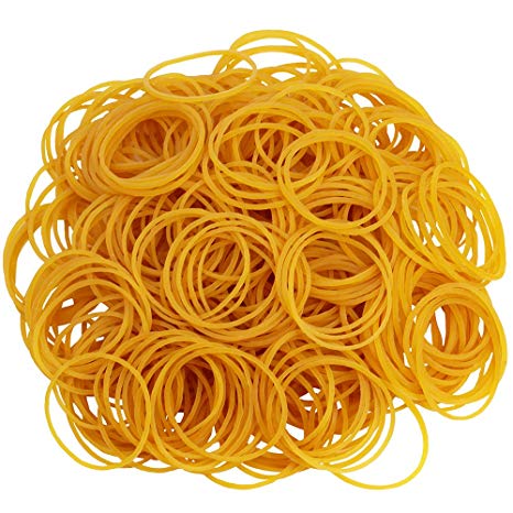 Supla 600 Pcs Per bag Rubber Bands Rubber Ring Band Loop in yellow Sturdy Stretchable Elastic Holder Band Loop School Office Supplies Stationery