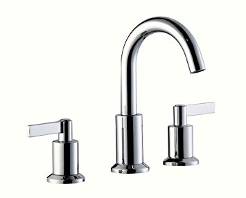 Derengge LFS-0188-CP Stainless Steel Solid Brass Two Handle 8" Widespread Bathroom Sink Faucet with Pop up Drain Assembly,cUPC NSF AB1953 Lead Free Chrome