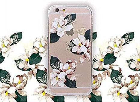 iPhone 6/6S Case,Blingy's Floral Pattern Transparent Clear Flexible Soft Slim Rubber TPU Case for iPhone 6/6S-Retail Packaging (White Camelia)