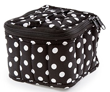 Soft Essential Oils Carrying Cases 16-bottle 5ml, 10ml,15ml & 30ml - 3.5"x5"x5" (White Polka Dot/Black)