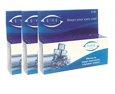 Jiwadaya Entyce Ayurvedic Rose Water Base Herbal Eye Drops for Dry Eyes,5ml - Pack of 3