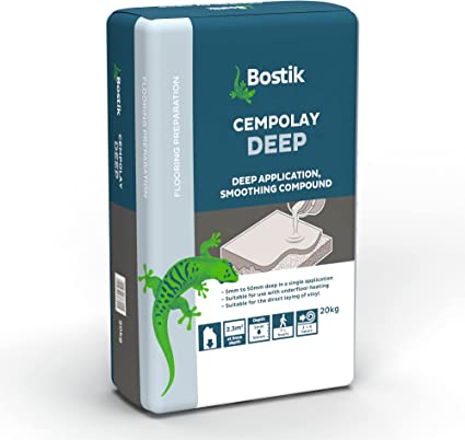 Bostik 30812527 Cempolay Deep Self-Levelling Compound, Fast Setting, Apply Between 5mm and 50mm, 20kg,Grey