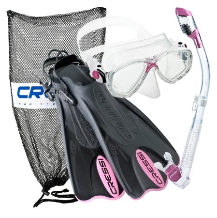 Cressi Palau Mask Fin Snorkel Set with Snorkeling Gear Bag