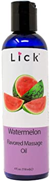 Watermelon Flavored Massage Oil for Couples – Edible Massaging Lotion with Vitamin E, Sweet Almond and Coconut Oil is Non Sticky and Gentle on Skin – Natural, Relaxing and Vegan (4 oz)