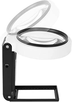 Magnifying Glass with Light, DEYUE 3.5X 25X High Magnification with LED Illuminated, Handheld or Stand Magnifying Glass for Reading, Inspection
