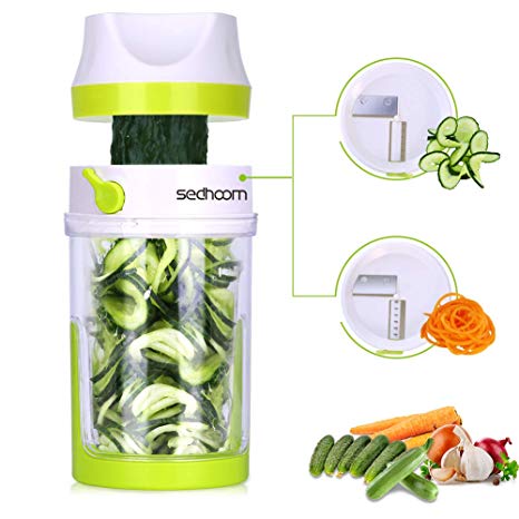 Sedhoom Vegetable Container Large Capacity Green and Light Versatile Hand Held Spiral Slicer Zucchini Spaghetti Maker