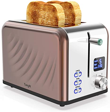 Toaster 2 Slice Best Rated Prime, Stainless Steel,Bagel Toaster - 6 Bread Shade Settings with Big Timer/Bagel/Defrost/Cancel Function,1.5in Wide Slots,Removable Crumb Tray,for Various Bread Types