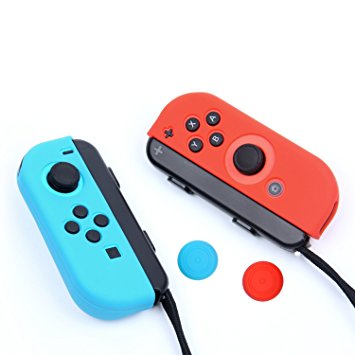 Nintendo Switch Joy-Con Gel Guards Silicone Cover Case for Console By Mibote (Blue Red)