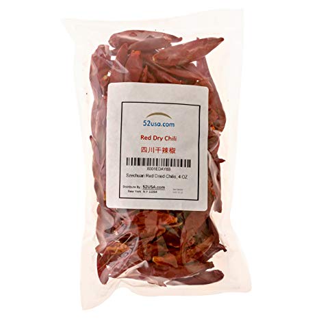 Szechuan Red Dried Chilis, Whole Chili, Mild Spicy Chinese Chili 4 Oz