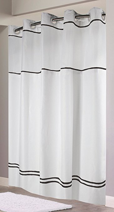 Hookless RBH40MY040 Monterey Shower Curtain -  White/Black