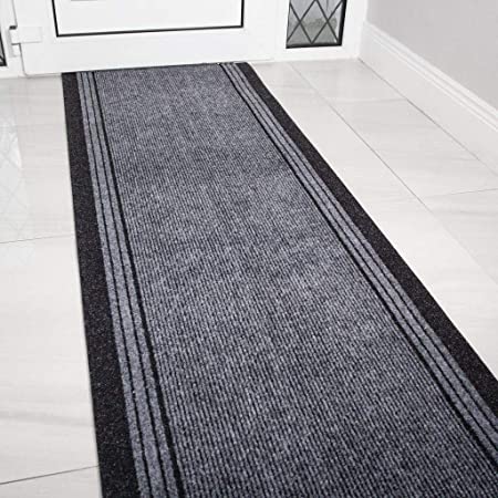The Rug House Grey Rubber Backed Very Long Hallway Hall Runner Narrow Rugs Custom Length - Sold and Priced Per Foot 7ft