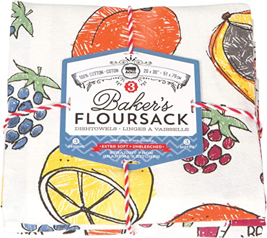 Now Designs Let's Jam Printed Baker's Floursack Kitchen Towels