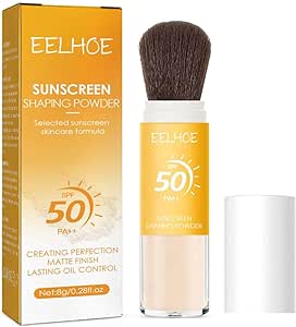 SPF 50 PA    Powder Sunscreen, Mineral Sunscreen Setting Powder, Oil Control Natural Matte Finish, Long-Lasting Lightweight Breathable Sunscreen Power, Mineral Powder Sunscreen Brush For People (1)