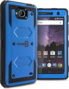 CoverON Tank Series for ZTE Majesty Pro Hard Case, ZTE Tempo Case, Full Body Front and Back Heavy Duty Hard Protective Phone Cover - Blue