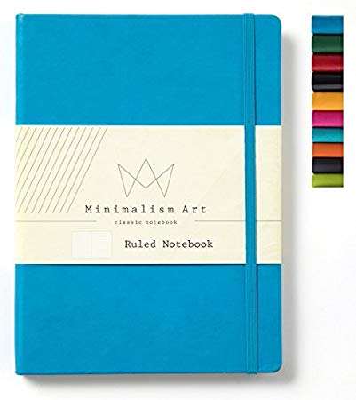 Minimalism Art | Classic Notebook Journal, Size: 8.3" X 11.4", A4, Blue, Ruled/Lined Page, 192 Pages, Hard Cover/Fine PU Leather, Inner Pocket, Premium Thick Paper-100gsm | Designed in San Francisco