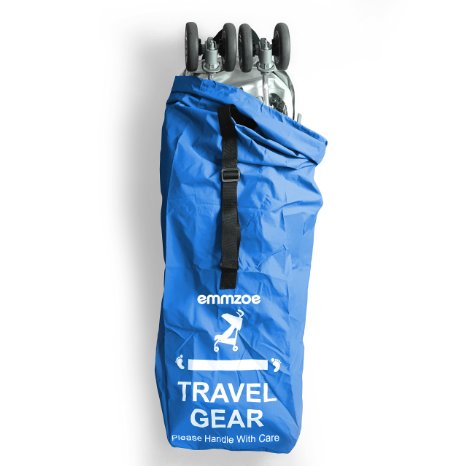 Emmzoe Premium Umbrella Stroller Airport Gate Check Travel Storage Bag Features Durable Nylon, Foldable Pouch, Hand / Shoulder Strap (Blue)