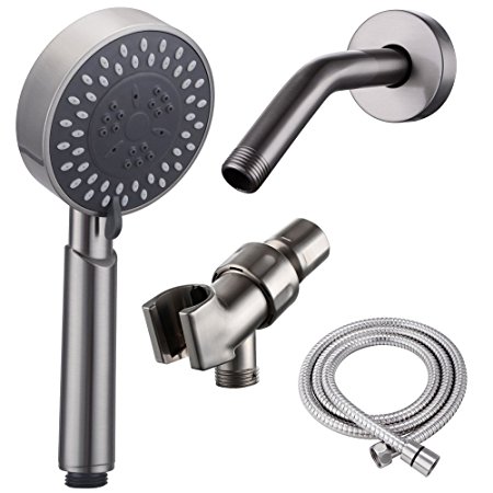 KES DP309-2 Bathroom Lavatory FIVE Function Handheld Shower Head with Extra Long Hose and Shower Arm Mount, Brushed Nickel