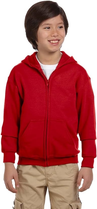 Gildan Big Boys Heavy Blend Ribbed Full-Zip Hooded Sweatshirt