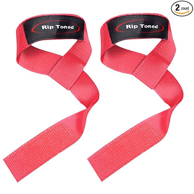 Lifting Straps By Rip Toned (PAIR) - Normal or Small Wrists - Bonus Ebook - Cotton Padded - Weightlifting, Xfit, Bodybuilding, Strength Training, Powerlifting