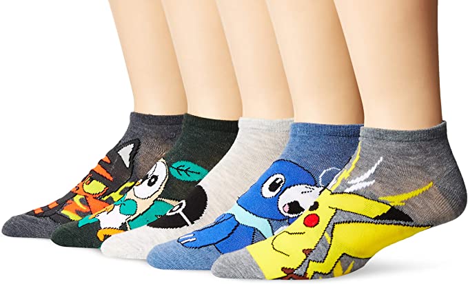 Pokemon Men's 5 Pack No Show Socks