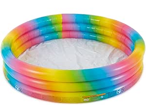 Intex 58449EP Rainbow Ombre 3 Ring Circular Inflatable Outdoor Swimming Pool with for Kids Ages 2 Years or Older with Repair Patch