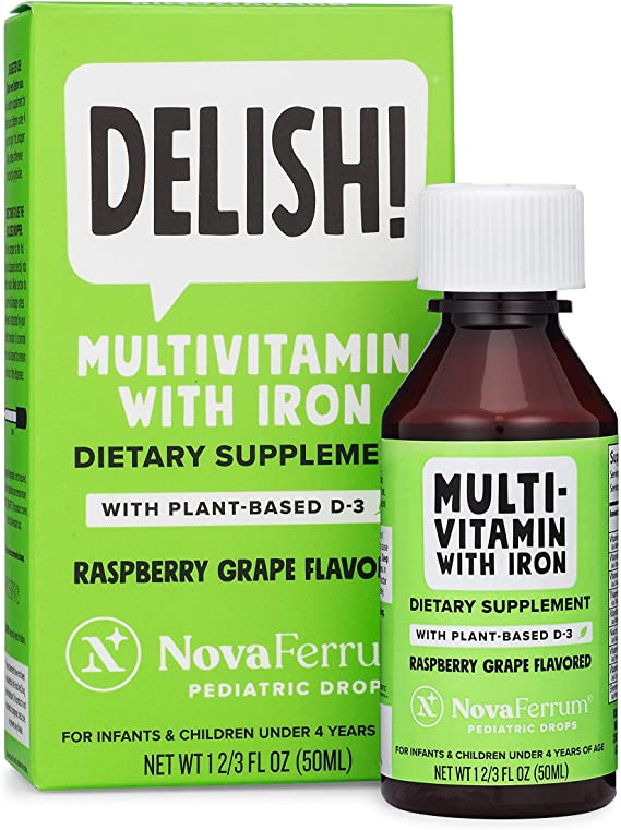 NovaFerrum Vegan Multivitamin with Iron for Infants and Toddlers (Organic Plant-Based D-3)