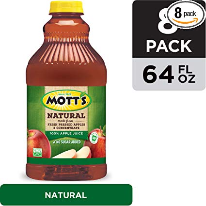 Mott's Natural 100% Apple Juice, 64 fl oz bottles (Pack of 8)