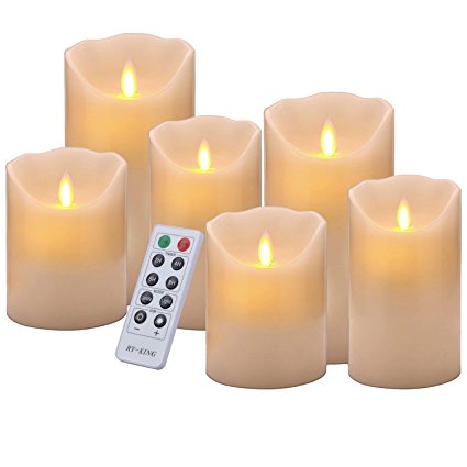 Flameless Candles 4" 5" 6" Set of 6 Realistic Pillar Dancing Flame LED Candle Lights with Remote Control 2, 4, 6 or 8 Hours Timer Function