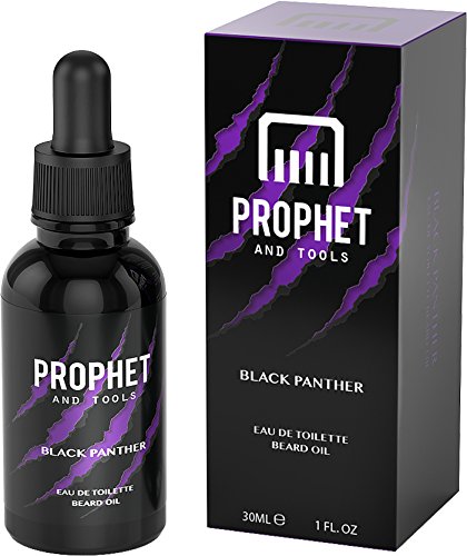 Black Panther Eau De Toilette Beard Oil - Sexy Dark Fragrant - All-In-One Softener, Shine, Growth and Keeps Hairs Clean - Vegan and Nuts-Free - FREE Beard Care Ebook Included - Prophet and Tools