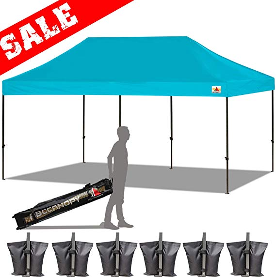 ABCCANOPY 23 Colors 10x20 Straight Leg Pop-up Canopy Commercial Grade Instant Canopy Black Roller Bag Bonus 6X Weight Bag (Turquoise-a)