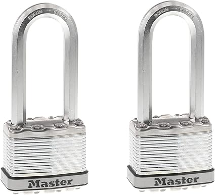 Master Lock M5XTLJ Magnum Heavy Duty Outdoor Padlock with Key, 2 Pack Keyed-Alike