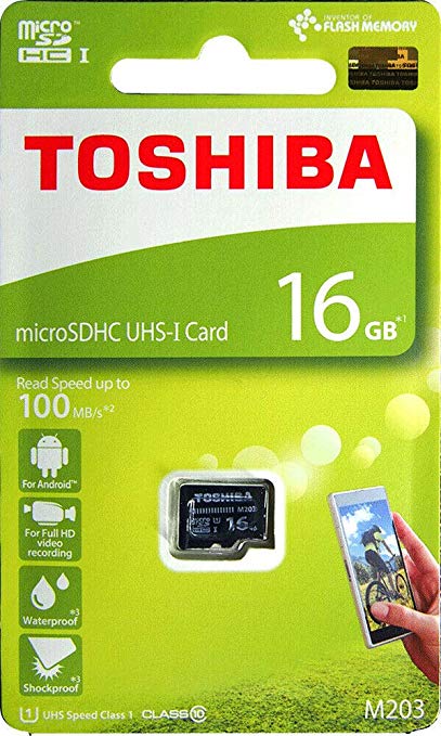 Toshiba M203 16GB Class 10 Micro SD Memory Card (THN-M203K0160A4)