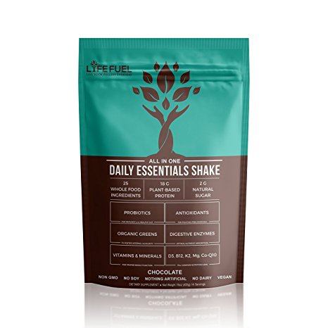 Meal Replacement Shakes for Weight Loss, Plant Based Diet Shakes with Low Carb All Natural Protein Powder & Over 30 Organic Greens & Superfoods, Vegan, Soy & Dairy Free (Chocolate 1 lb) | LYFE FUEL