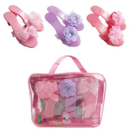 Dress Up Shoes - Fancy Flower and Ribbon Shoe Collection (3 Pairs) with Easy Carry Bag By My Princess Acedemy