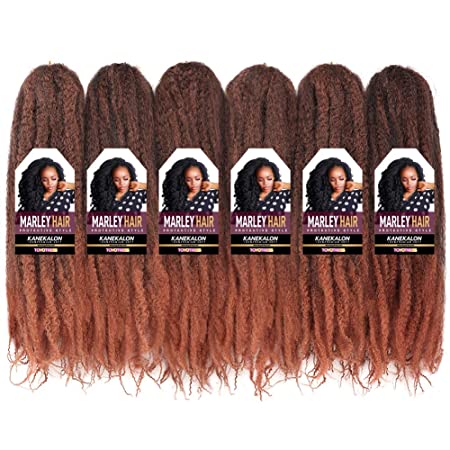 Toyotress Marley Hair Crochet Braids for Locs Afro Kinky Curly Ombre Brown Synthetic Braiding Hair Extensions（22 inch, T30）