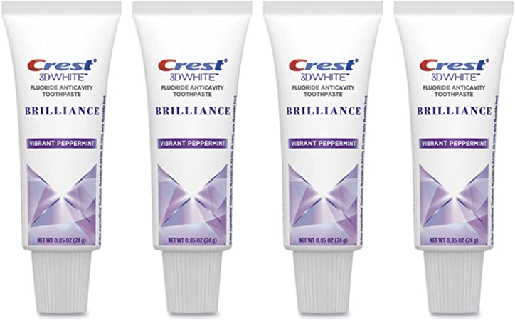 Crest 3D White Brilliance Advanced Whitening Travel Size Toothpaste, .85 oz. (Pack of 4)