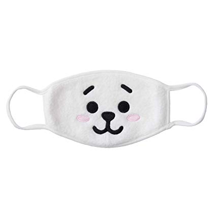 BT21 Official Merchandise by Line Friends - RJ Character Unisex Cotton Face Anti Dust Mask for Breathing and Pollution White