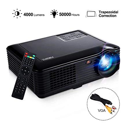 Home Projector 4000 Lumens, Joyhero 4000 Lumens Video Projector, Support 1080P/1280 × 800 Pixels, Efficiency Home Cinema LED Projector for Games/PC Laptop PS4 Xbox and TV (Black)