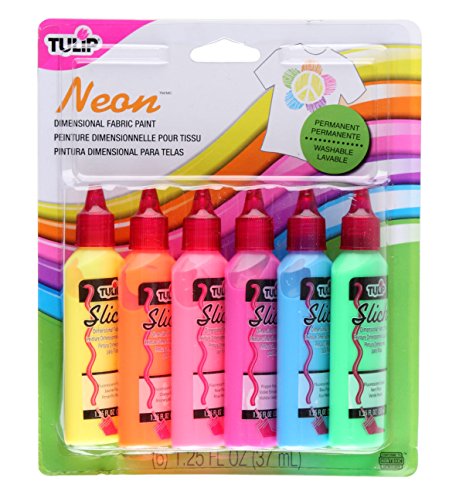 Tulip 29027 Dimensional Neon Fabric Paint, 6-Pack